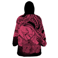 Personalised Polynesian Pride Happy Father Day Wearable Blanket Hoodie I Love You Dad - Polynesian Tribal Pink LT9 - Polynesian Pride