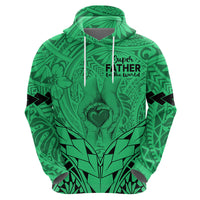 Polynesian Fathers Day Gift For Dad Hoodie Super Father In The World Green Polynesian Pattern LT9 - Polynesian Pride