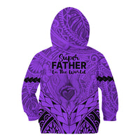Polynesian Father's Day Gift For Dad Kid Hoodie Super Father In The World - Purple Polynesian Pattern LT9 - Polynesian Pride