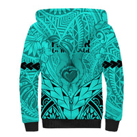 Polynesian Father's Day Gift For Dad Sherpa Hoodie Super Father In The World - Turquoise Polynesian Pattern LT9 - Polynesian Pride