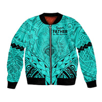 Personalised Polynesian Father's Day Gift For Dad Bomber Jacket Super Father In The World - Turquoise Polynesian Pattern LT9 Unisex Turquoise - Polynesian Pride