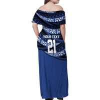 Fiji Rugby Pacific Custom Family Matching Off Shoulder Maxi Dress and Hawaiian Shirt Pasifika Tapa Pattern