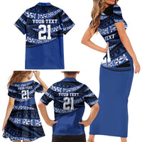Fiji Rugby Pacific Custom Family Matching Short Sleeve Bodycon Dress and Hawaiian Shirt Pasifika Tapa Pattern LT9 - Polynesian Pride