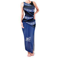 Fiji Rugby Pacific Custom Family Matching Tank Maxi Dress and Hawaiian Shirt Pasifika Tapa Pattern LT9 Mom's Dress Blue - Polynesian Pride