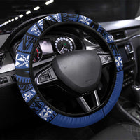 Fiji Rugby Pacific Steering Wheel Cover Pasifika Tapa Pattern LT9 Universal Fit Blue - Polynesian Pride