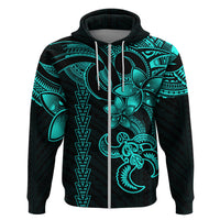 Hawaiian Tribal Hoodie Polynesian Kakau Turtle Aqua LT9 - Polynesian Pride