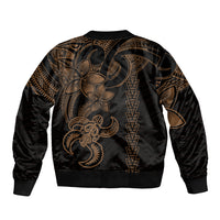 Hawaiian Tribal Sleeve Zip Bomber Jacket Polynesian Kakau Turtle - Gold LT9 - Polynesian Pride