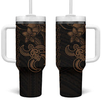 Gold Hawaiian Kakau Turtle Tumbler With Handle Polynesian Tribal