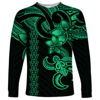 Hawaiian Tribal Long Sleeve Shirt Polynesian Kakau Turtle - Green LT9 Unisex Green - Polynesian Pride
