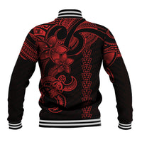 Hawaiian Tribal Baseball Jacket Polynesian Kakau Turtle - Red LT9 - Polynesian Pride