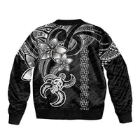 Hawaiian Tribal Sleeve Zip Bomber Jacket Polynesian Kakau Turtle - White LT9 - Polynesian Pride