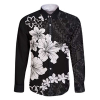 American Samoa Lotu Tamaiti Family Matching Off Shoulder Maxi Dress and Hawaiian Shirt White Sunday Plumeria Black Vibe