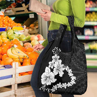 American Samoa Lotu Tamaiti Grocery Bag White Sunday Plumeria Black Vibe