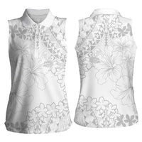 American Samoa Lotu Tamaiti Women Sleeveless Polo Shirt White Sunday Plumeria White Vibe