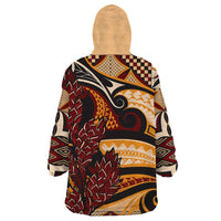Vintage Samoa Siapo Wearable Blanket Hoodie With Teuila Torch Ginger