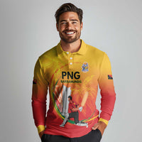 Custom Cricket PNG East Asia-Pacific Long Sleeve Polo Shirt Papua New Guinea Rise to Power - Polynesian Pride