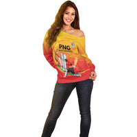 Custom Cricket PNG East Asia-Pacific Off Shoulder Sweater Papua New Guinea Rise to Power - Polynesian Pride