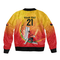 Custom Cricket PNG East Asia-Pacific Sleeve Zip Bomber Jacket Papua New Guinea Rise to Power LT9 - Polynesian Pride