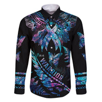 polynesia-ribbon-butterflies-family-matching-short-sleeve-bodycon-dress-and-hawaiian-shirt-silver-fern-breast-cancer-with-papua-shell-pattern