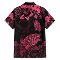 Personalised Polynesian Turtle Ribbon Family Matching Puletasi Dress and Hawaiian Shirt Think Pink Breast Cancer With Pacific Hibiscus LT9 - Polynesian Pride