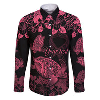 personalised-polynesian-turtle-ribbon-family-matching-short-sleeve-bodycon-dress-and-hawaiian-shirt-think-pink-breast-cancer-with-pacific-hibiscus