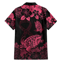 Personalised Polynesian Turtle Ribbon Family Matching Summer Maxi Dress and Hawaiian Shirt Think Pink Breast Cancer With Pacific Hibiscus LT9 - Polynesian Pride