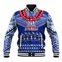 Toa Samoa Christmas Baseball Jacket Samoa Siva Tau Manuia Le Kerisimasi Blue Vibe LT9 Unisex Blue - Polynesian Pride