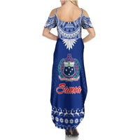 Toa Samoa Christmas Family Matching Summer Maxi Dress and Hawaiian Shirt Samoa Siva Tau Manuia Le Kerisimasi Blue Vibe LT9 - Polynesian Pride