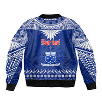 Personalised Toa Samoa Christmas Bomber Jacket Samoa Siva Tau Manuia Le Kerisimasi Blue Vibe LT9 - Polynesian Pride