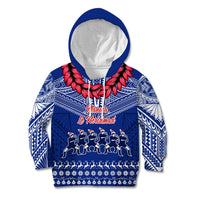 Personalised Toa Samoa Christmas Kid Hoodie Samoa Siva Tau Manuia Le Kerisimasi Blue Vibe LT9 Hoodie Blue - Polynesian Pride