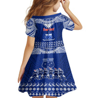 Personalised Toa Samoa Christmas Kid Short Sleeve Dress Samoa Siva Tau Manuia Le Kerisimasi Blue Vibe LT9 - Polynesian Pride