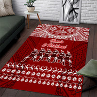Toa Samoa Christmas Area Rug Samoa Siva Tau Manuia Le Kerisimasi Red Vibe LT9 Red - Polynesian Pride