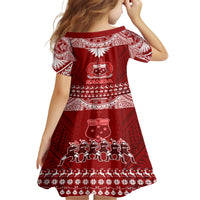 Toa Samoa Christmas Family Matching Off Shoulder Long Sleeve Dress and Hawaiian Shirt Samoa Siva Tau Manuia Le Kerisimasi Red Vibe LT9 - Polynesian Pride