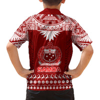 Toa Samoa Christmas Family Matching Off Shoulder Short Dress and Hawaiian Shirt Samoa Siva Tau Manuia Le Kerisimasi Red Vibe LT9 - Polynesian Pride
