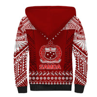 Toa Samoa Christmas Sherpa Hoodie Samoa Siva Tau Manuia Le Kerisimasi Red Vibe LT9 - Polynesian Pride
