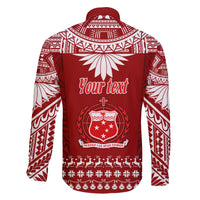 Personalised Toa Samoa Christmas Family Matching Off Shoulder Maxi Dress and Hawaiian Shirt Samoa Siva Tau Manuia Le Kerisimasi Red Vibe LT9 - Polynesian Pride