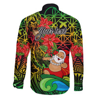 Personalised Vanuatu Joyeux Noel Family Matching Off Shoulder Long Sleeve Dress and Hawaiian Shirt Christmas Santas God Yumi LT9 - Polynesian Pride