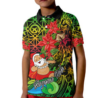 Personalised Vanuatu Joyeux Noel Kid Polo Shirt Christmas Santas God Yumi LT9 Kid Reggae - Polynesian Pride