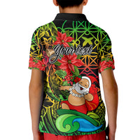 Personalised Vanuatu Joyeux Noel Kid Polo Shirt Christmas Santas God Yumi LT9 - Polynesian Pride