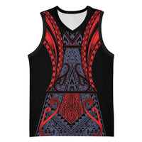 Custom New Zealand Basketball Jersey Maori Kiwiana Pattern Tukutuku Motif LT9 Unisex Red - Polynesian Pride