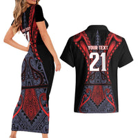 Custom New Zealand Couples Matching Short Sleeve Bodycon Dress and Hawaiian Shirt Maori Kiwiana Pattern Tukutuku Motif LT9 - Polynesian Pride