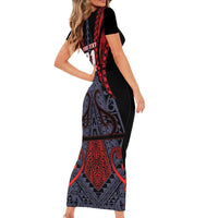 Custom New Zealand Family Matching Short Sleeve Bodycon Dress and Hawaiian Shirt Maori Kiwiana Pattern Tukutuku Motif LT9 - Polynesian Pride