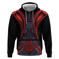 Custom New Zealand Hoodie Maori Kiwiana Pattern Tukutuku Motif LT9 Pullover Hoodie Red - Polynesian Pride