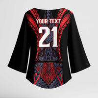 Custom New Zealand Kimono Sleeve Blouse Maori Kiwiana Pattern Tukutuku Motif LT9 - Polynesian Pride