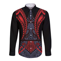 Custom New Zealand Long Sleeve Button Shirt Maori Kiwiana Pattern Tukutuku Motif