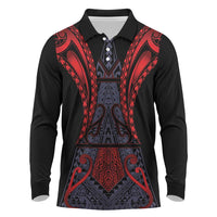 Custom New Zealand Long Sleeve Polo Shirt Maori Kiwiana Pattern Tukutuku Motif