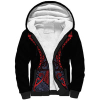Custom New Zealand Sherpa Hoodie Maori Kiwiana Pattern Tukutuku Motif LT9 Unisex Red - Polynesian Pride