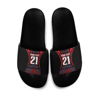 Custom New Zealand Slide Sandals Maori Kiwiana Pattern Tukutuku Motif