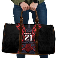 Custom New Zealand Travel Bag Maori Kiwiana Pattern Tukutuku Motif LT9 Red - Polynesian Pride