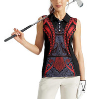 Custom New Zealand Women Sleeveless Polo Shirt Maori Kiwiana Pattern Tukutuku Motif